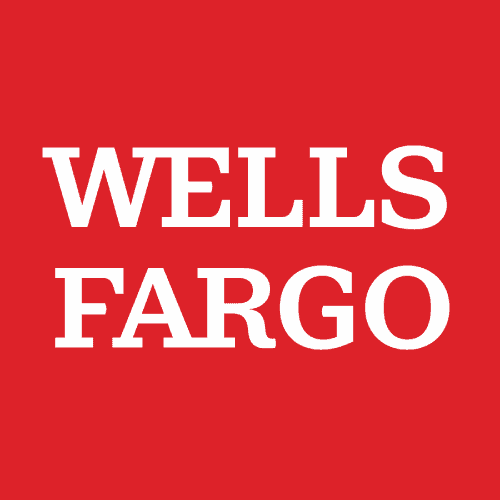 Red background with the white text "Wells Fargo," which is the logo of the multinational banking and financial services company Wells Fargo & Company.