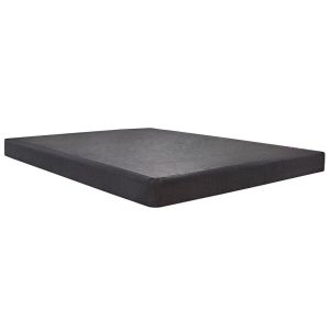 A flat, rectangular Southerland 5" Semi Flex Queen Box Spring with a dark gray fabric cover. The low-profile foundation features smooth surfaces designed to provide support for a mattress. It is shown on a white background.