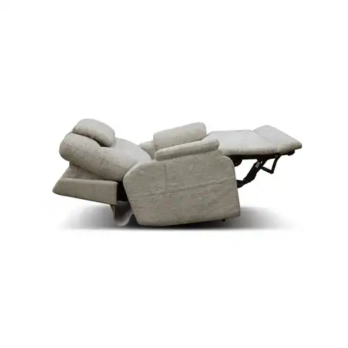 The Model 2 Plus Shell Exclusive recliner in light gray is shown fully extended with a tilted backrest and raised footrest, set against a plain white background.